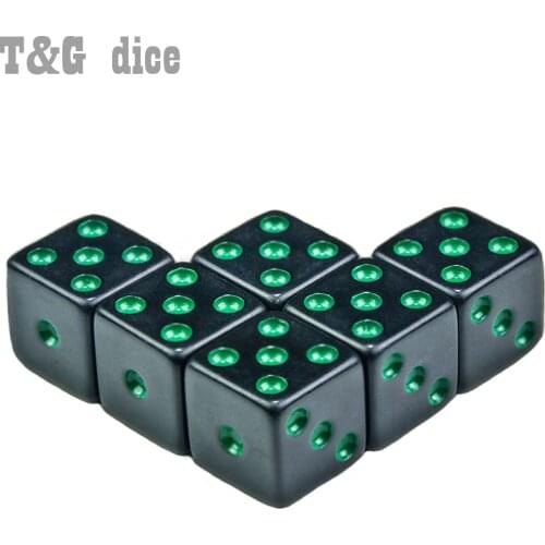 Black Dice with Colorful Dots of 6Pcs/Set 16mm New s Cube D6 Special Six Sided Bar Games Gambling Dado Set for Gift