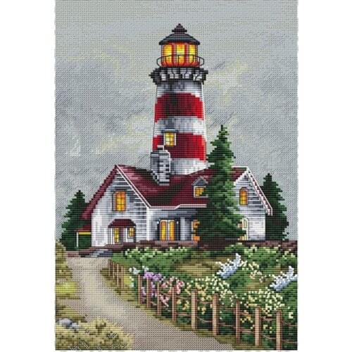 Customzied Needlepoint Lighthouse in Storm Embroidery and Cross Stitch Kits with 100% Cotton Floss &Free Shipping for Home Decor