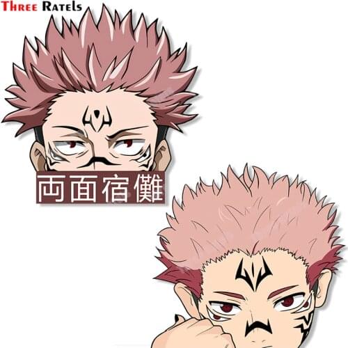 Three Ratels A981 Jujutsu Kaisen Sukuna Peeker Sticker Car Sticker Windows Decal Anime Graphics Fashion Vinyl Decoration