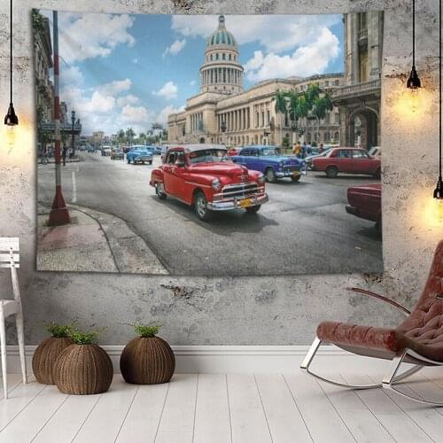 Cuba Architectural View Wall Hanging Tapestry Home Party Decorative Tapestries Photo Background Cloth Table Cloth Wall Tapestry
