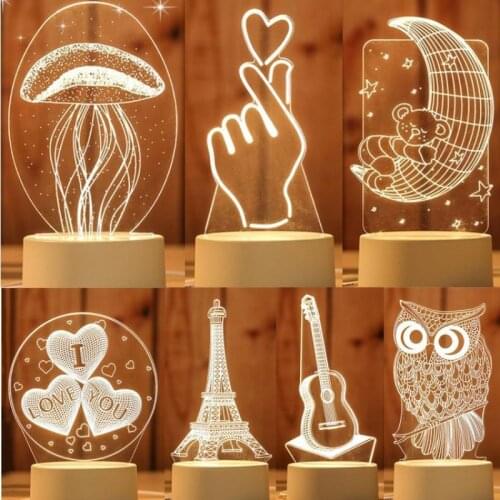 Newest New 3D night light novelty bedroom cabinets bedside lamp creative lamp