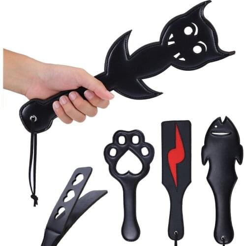 New Shape Butt Ass Whip Spanking Paddles Leather Fetish Role Play Kit Slave Flogger Handle Flogger SM Bdsm for Couple Sex Toys