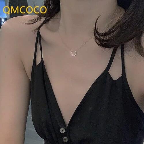 Japan- Korea Creative Light Luxury Design 925 Silver Irregular U-Shaped Zircon Clavicle Chain Woman Neck Jewelry Accessories