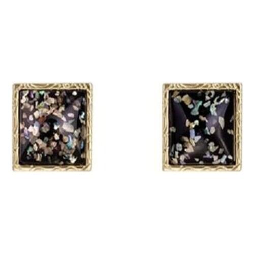 S925 Needle Rhombus Geometric Gold Earrings Charming Womens Resin Earrings Korean Style Jewelry