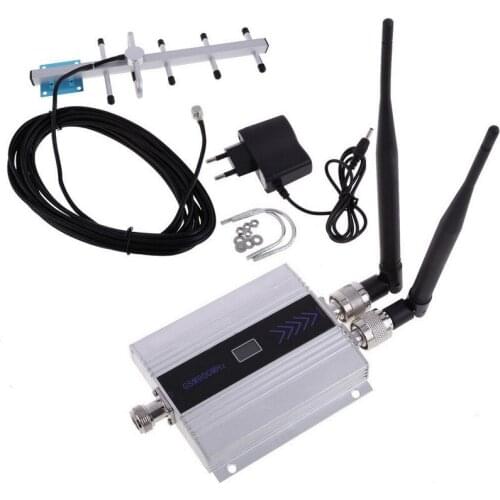 Network GSM 900Mhz mobile phone signal booster LCD GSM signal amplifier with yagi antenna Kit Europe standard adaptor