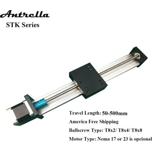 Antrella Ball Screw T8x8 Linear Guide Slide Memory Module Actuator STK series, with Motor 57, Nema 23, for X, Y, Z Axis, CNC
