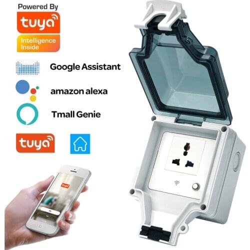 TuyaWifi Smart Socket Wall Electrical Plug Outlet With Alexa Google Assistant UK/AU/US/FR/DE/ZA 16A 250V Outdoor IP66 Waterproof