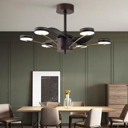 Modern Simple Fan Lamp 33-inch Mute Led Creative Room Crystal Glass Fan Lamp Ceiling Fan with Lights Remote Control Chandelier
