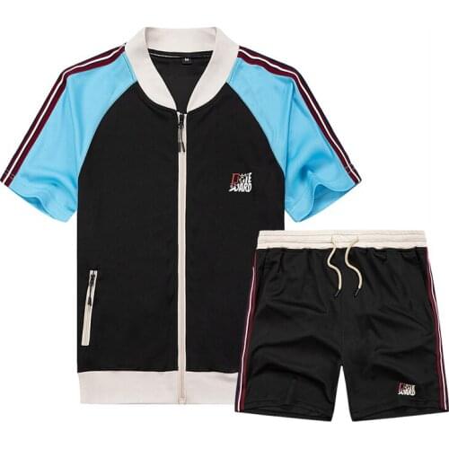 Tracksuit Men Jogger Summer Hot Sale Mens Sets T Shirts+shorts Two Pieces Sets Casual Tracksuit Man O-Neck Patchwork Sportswear