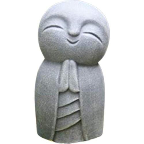 Statue Decorative Durable Resin Grey Little Jizo Buddha Sculpture for Outdoor