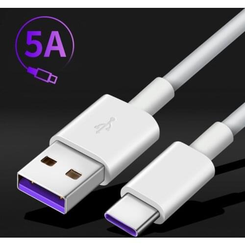 USB Cable 5A SuperCharge Current Fast Charging TPE Noodle Type C USB Charger Cable Wire Cord for Huawei P20 Lite Mate 10 Pro