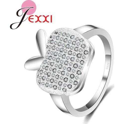 Top Quality 925 Sterling Silver Stamp Silver Sweet Apple Rings Women New Year Gift Wedding Jewelry Wholesale Finger Accessories