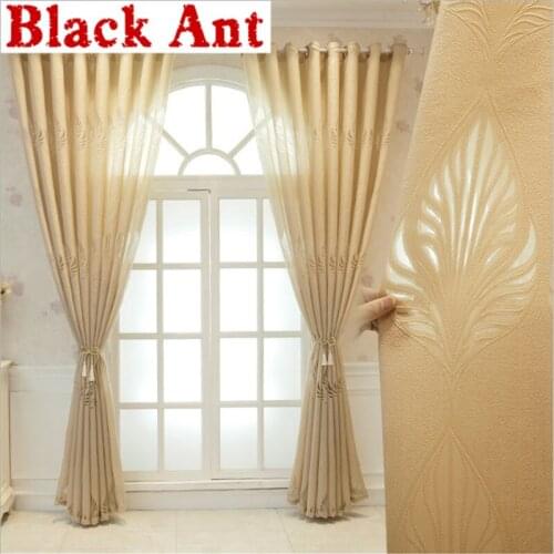 Yellow Hollow Leaf Tulle Curtain For Living Room Window Screening Bedroom Jacquard Voile Sheer Fabric Bay New Arrival X-JD943#35