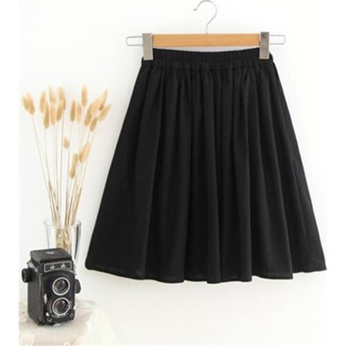 ASHIOFU Ladies Customzied 2021 New Cotton and Linen Skirts Literary Style Retro Skirts Pleated Womens Clothing Fashion Skirts