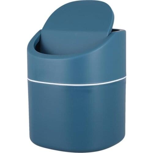 1 Pc Garbage Barrel Creative Trash Can Rubbish Bin with Cover (Dark Blue)