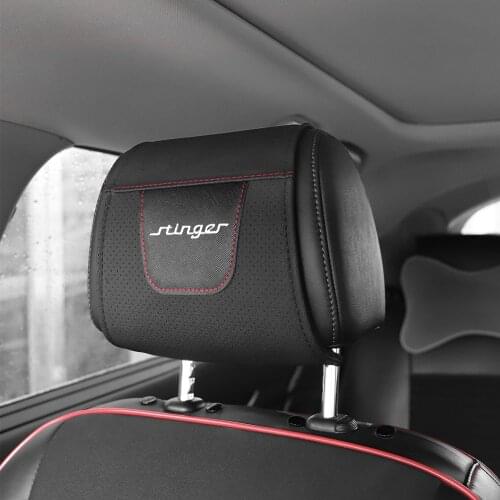 1pc for Kia Stinger Car Headrest Protector Case Pu Leather Car Headrest Cover Car Accessories