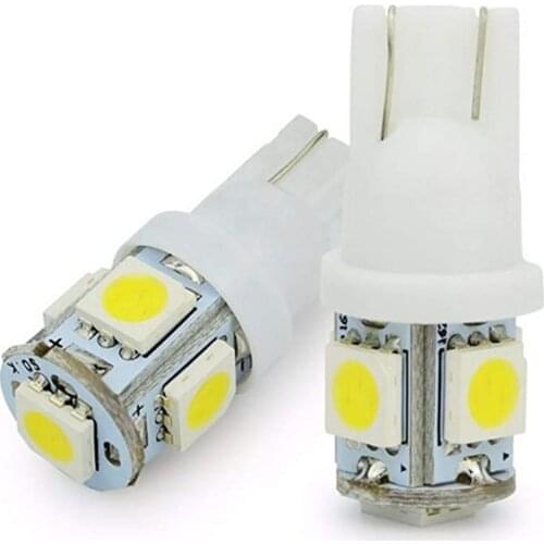 10PCS T10 LED Bulb 12V White Car Wedge Side Clearance License Plate Lights T10 5050 5SMD LED Signal Light