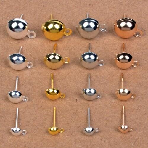 100Pcs 4-10mm Gold/Silver Pin Stud Earring Basic Needle Post Stoppers For Fashion Women Earring DIY Accessories For Jewelry