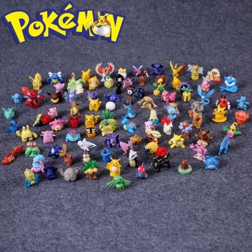100PCS Wholesale Random Small Size Cartoon Cute Kawaii Pikachued Figures Action Pokemoned Figure Monster Pocket Toys SET
