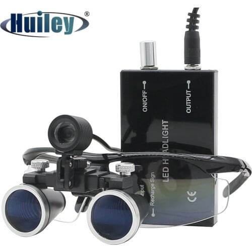 2.5X/3.5X Magnification Binocular Dental Loupe Surgery Surgical Magnifier with Headlight LED Light Operation Loupe Lamp