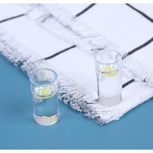 2pcs 1/12 Dollhouse Miniature Accessories decoration Mini Lemon Water Cup Simulation Lemonade Cup Drink Pearl milk tea Model Toy