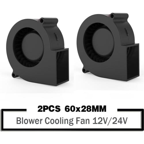 2PCS Brushless Cooler Cooling DC Centrifugal Blower Fan 60mm 12V 24V 2Pin 60x28mm 6028 6cm Sleeve Dual Ball Heatsink Radiator