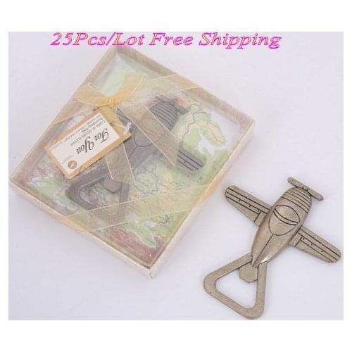 25 Pieces/Lot) Unique Destination Wedding Favors of Vintage Airplane Bottle Opener party Favors and travel themed wedding gift