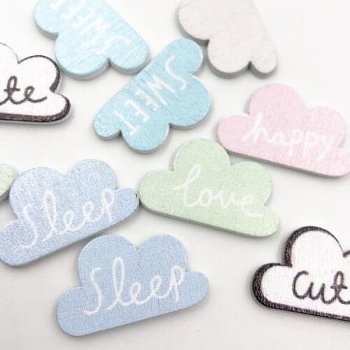 30pcs/pack no Holes Cloud Pattern Wooden Button Decorative Wood Buttons For DIY Sewing Handmade Scrapbooking Craft WB748