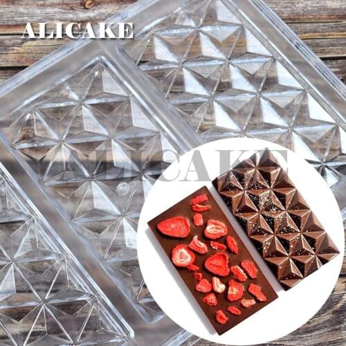 3D Polycarbonate Chocolate Molds Diamond Tray Mould for Chocolate Bar Moulds Form Bakery Baking Mold Pastry Tools Drop Shipping