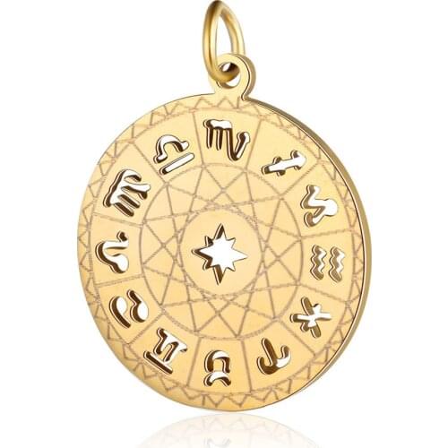 5pcs/Lot Fashion Jewelry Charms 12 constellations Stainless Steel Material Diy Earring Necklace Bracelet Jewelry Making Findings