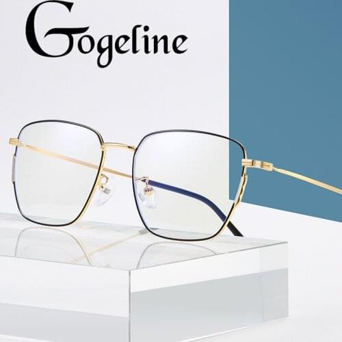 Anti-blue Light Glasses Women Men Computer Eyeglasses Metal Square Eye Myopia Prescription Eyeglasses Female Male