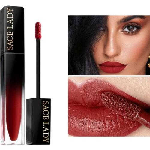SACE LADY Velvet Matte Lipstick Comestic Silky Lip Gloss Waterproof Non-marking Lip Stick Long Lasting Sexy Red Lip Makeup TSLM2