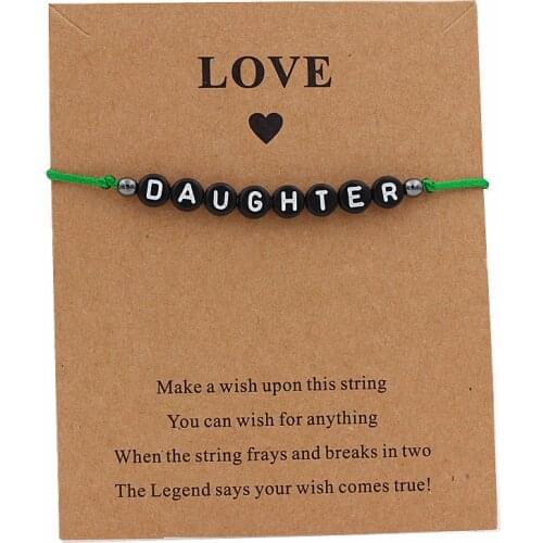 Alphabet Daughter beaded chain Bracelet Handmade Jewelry knot Rope Adjustable String customied Lucky Bracelets For girl kid