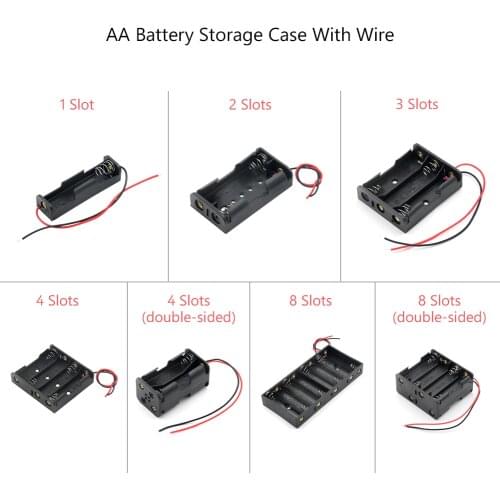 Black Plastic AA Size Power Battery Storage Case Box Holder Leads with 1 2 3 4 8 Slots AA Size Power Battery Storage Case Box