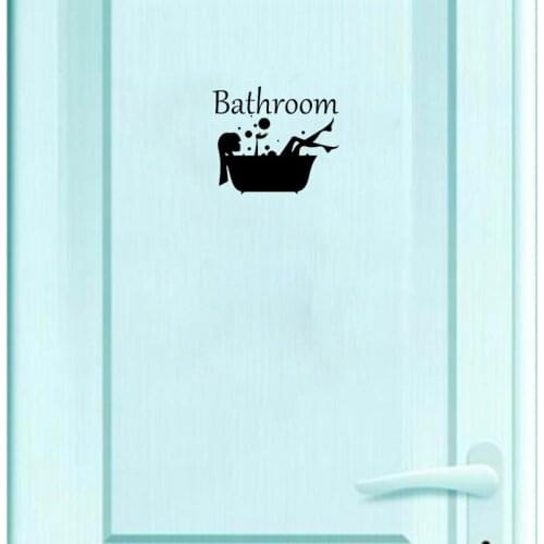 Bathroom Decal Girl in Bath Vinyl Door Sticker Interesting Home Decoration Accessories Wall Sticker A2253