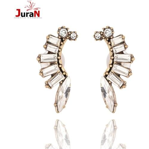 JURAN 2018 Trendy Crystal Statement Earring Charming Stud Earrings For Women brincos High Quality Hot Earring Wholesale W1406