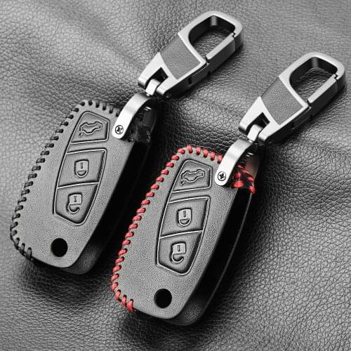 Leather Car Key Shell Case Cover For FIAT Punto Ducato Stilo Panda 3 Buttons Flip Folding Remote