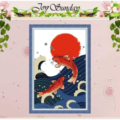 Red Fish Animals Painting Counted 11CT 14CT Cross Stitch Sets DIY Chinese Cross-stitch Kits Embroidery Needlework home decor