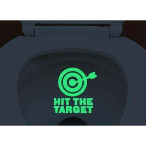 Interesting HIT THE TARGET Toilet Stickers Waterproof Luminous Wallpaper Toilet Seat Stickers Reminder Home DIY Art Decals