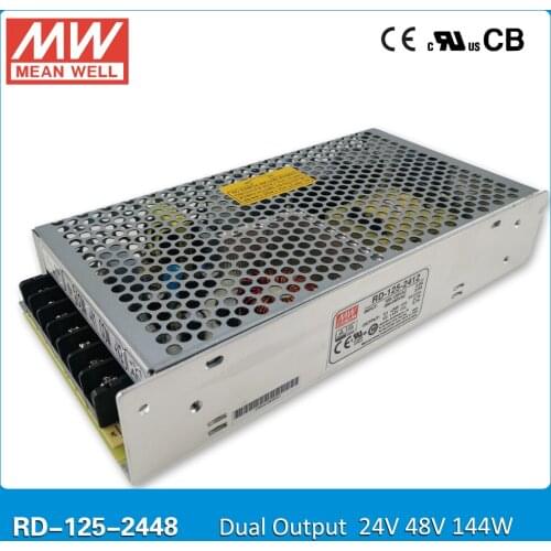Original Mean well RD-125-2448 144W 24V 48V 2A Dual output Meanwell Power Supply input 85-264VAC CB UL CE approved