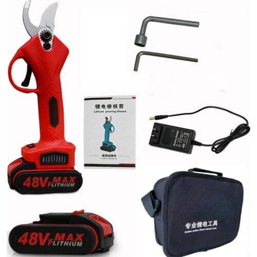 48VF Rechargeable Electric Pruning Scissors Pruning Shears Garden Pruner Secateur Branch Cutter Cutting Tool w/ 2x Battery