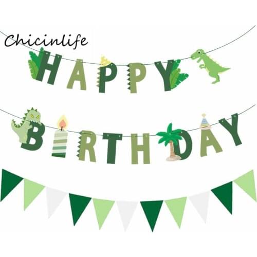 Chicinlife Dinosaur Happy Birthday Banner Dinosaur Balloon Safari Jungle Party Decoration Boy Birthday Supplies Dinosaur Party