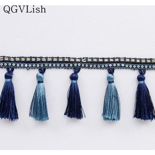 QGVLish 12M Curtain Tassel Fringe Lace Trim DIY Sewing Sofa Stage Fabrics Curtain Accessories Lace Ribbon Belts Trims Home Decor