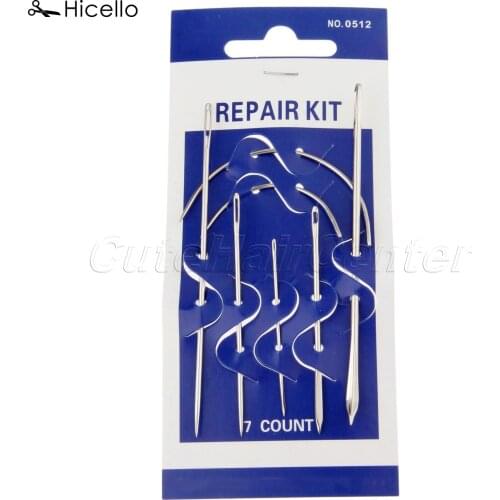 Hicello 7Pcs/Set Hand Repair Upholstery Sewing Needles Craft Leather Carpet Canvas Stainless Steel Sewing Stitching Tool 15x9cm