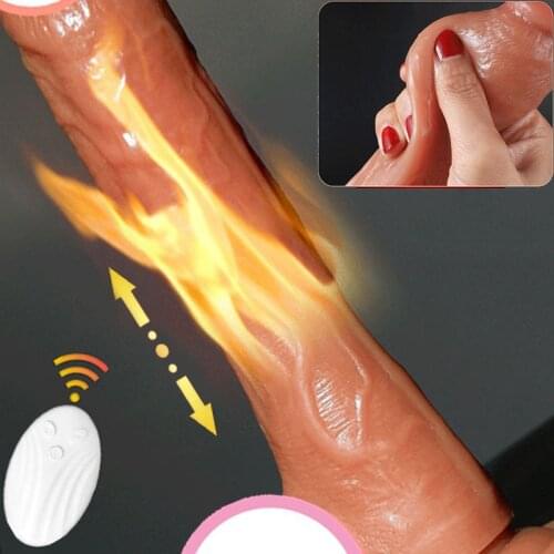 Silicon Penis Wireless Remote Control Vibrator Telescopic Dildo Realistic Vibration G Spot Masturbator Adult Sex Toys for Woman