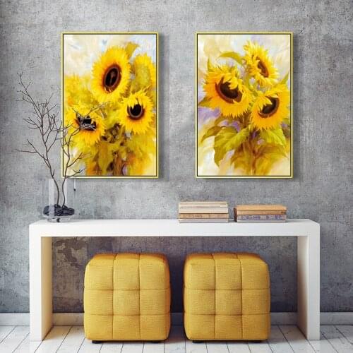 Modern Sunflower Wall Art Flowers Canvas Painting Posters Prints POP Art Pictures for Gallery Living Room Home Decor