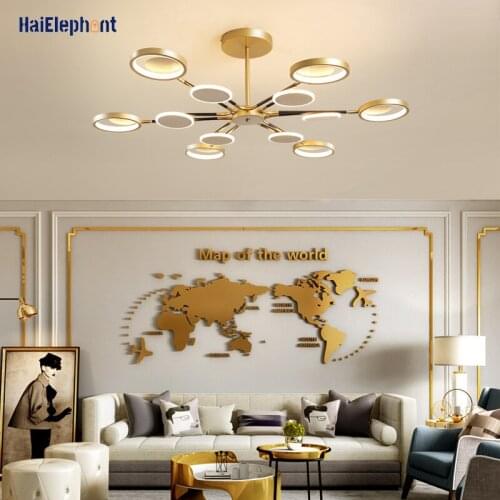 Modern LED Chandelier Lights For Living Room Bedroom Aluminum Body Gold Lamps Indoor Lighting Fixtures Lustres Luminaria Abajur