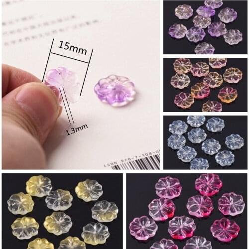 15x3.5mm Flower Petal Crystal Glass Loose Pendants Beads Jewelry Making DIY