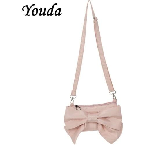 New Womens Shoulder Bag Korean Bow Lady Design Messenger Handbag Girl Fashion Simple Handbags Shopping Coin Purse Female Tote