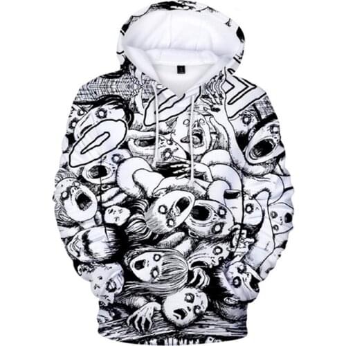 3D Print Junji Ito Hoodie Men Women Casual Streetwear Hip Hop Long sleeve Leisure Pullover Tops Horror Anime Sweatshirt